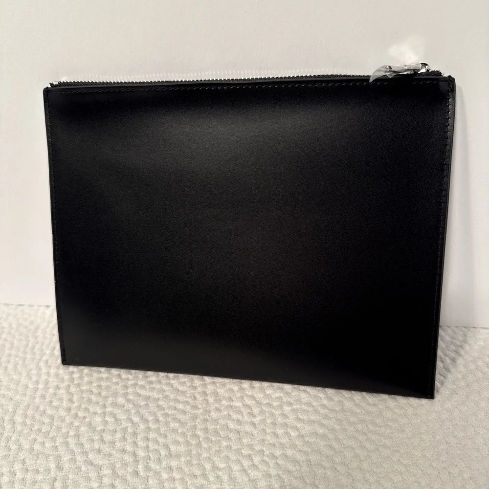 New Mugler Cosmetic Pouch Bag Limited Edition Faux Leather Black 9.5